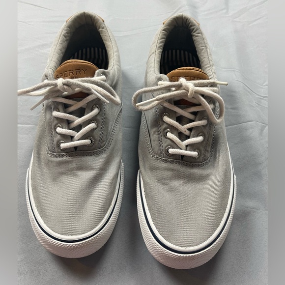 Sperry Top-Sider Men’s Canvas Sneakers Gray Low Top Lace-Up Size 10.5 - Picture 1 of 7